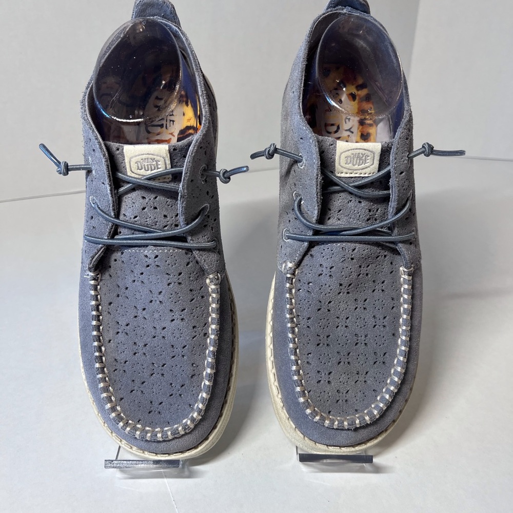 Hey Dude Navy Perforated Suede Moccasin Sneakers